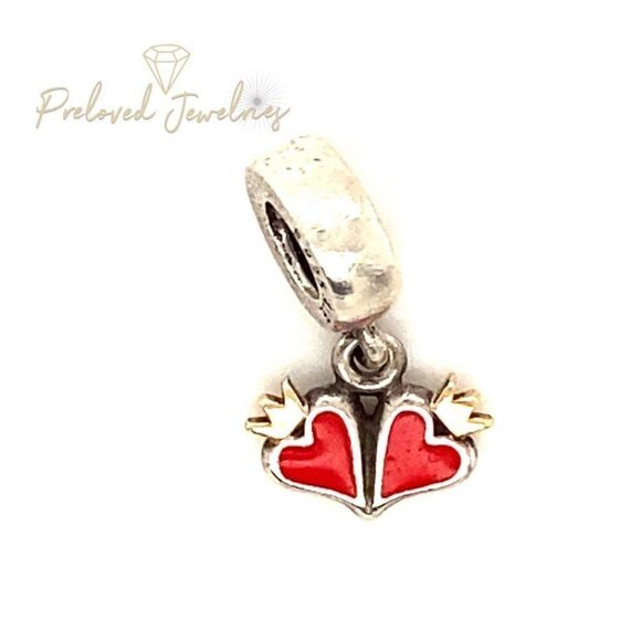 Pandora Two-Tone Hearts & Crown Charm - Picture 1 of 4